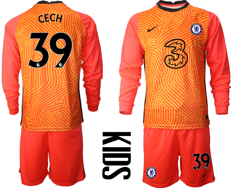 2021 Chelsea red goalkeeper long sleeve Youth #39 soccer jerseys